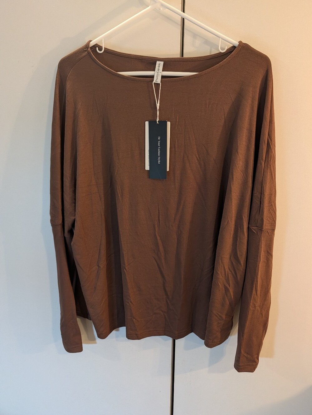 Pretty Garden Woman's Small Everyday Long Sleeve Women's Top - Brown NWT